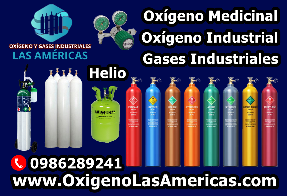 Oxígeno Las Américas Oxigeno Medicinal Guayaquil. Globos con Helio, Gases Industriales Guayaquil. Oxígeno Industrial. Venta Alquiler Recarga de Cilindros de todo tipo de Gas Industrial y Oxigeno Medicinal. Venta recarga de tanques de Helio. Reguladores Manómetros Acoples Kits Medicinales Insumos Medicos